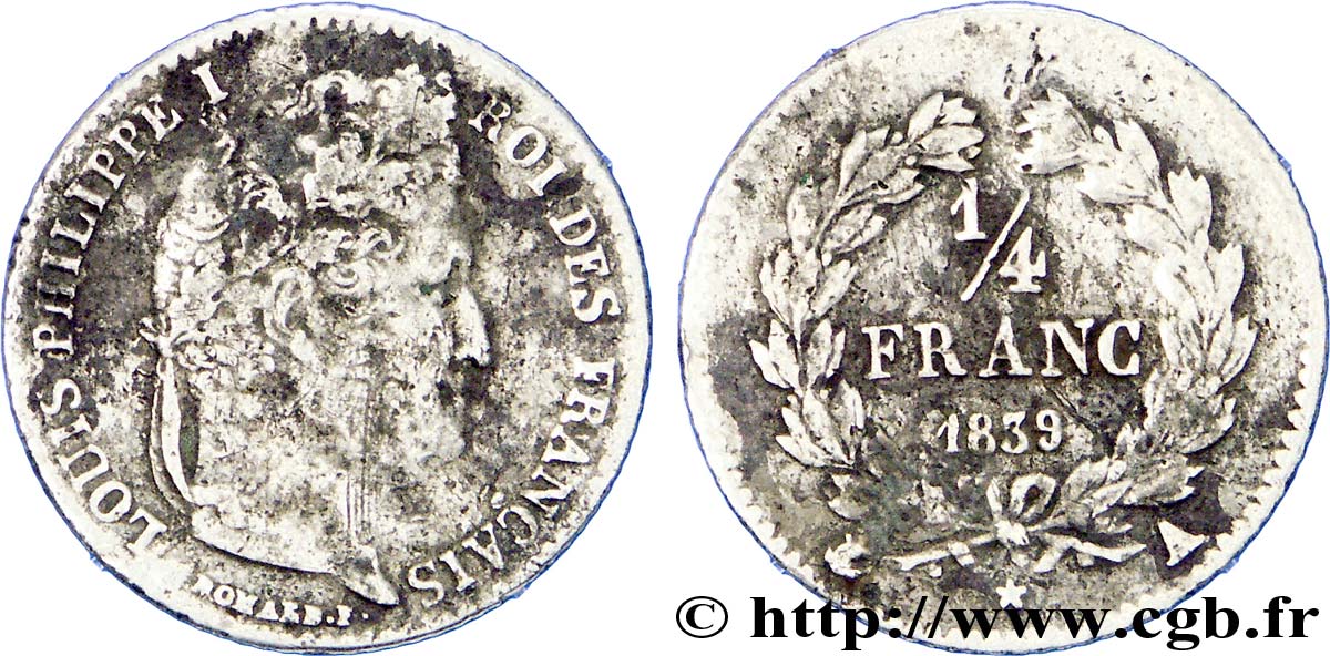 1/4 franc Louis-Philippe 1839 Paris F.166/74 VF 