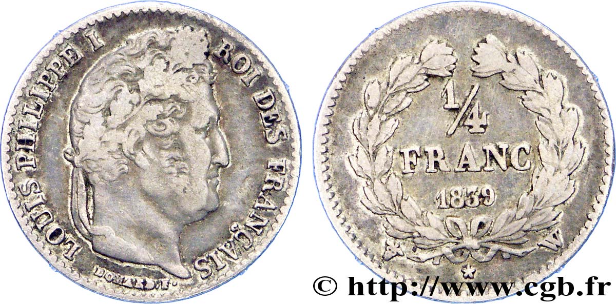 1/4 franc Louis-Philippe 1839 Lille F.166/79 VF 