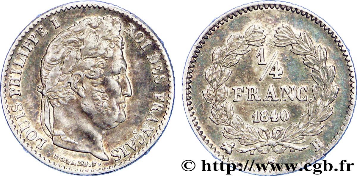 1/4 franc Louis-Philippe 1840 Rouen F.166/81 XF 