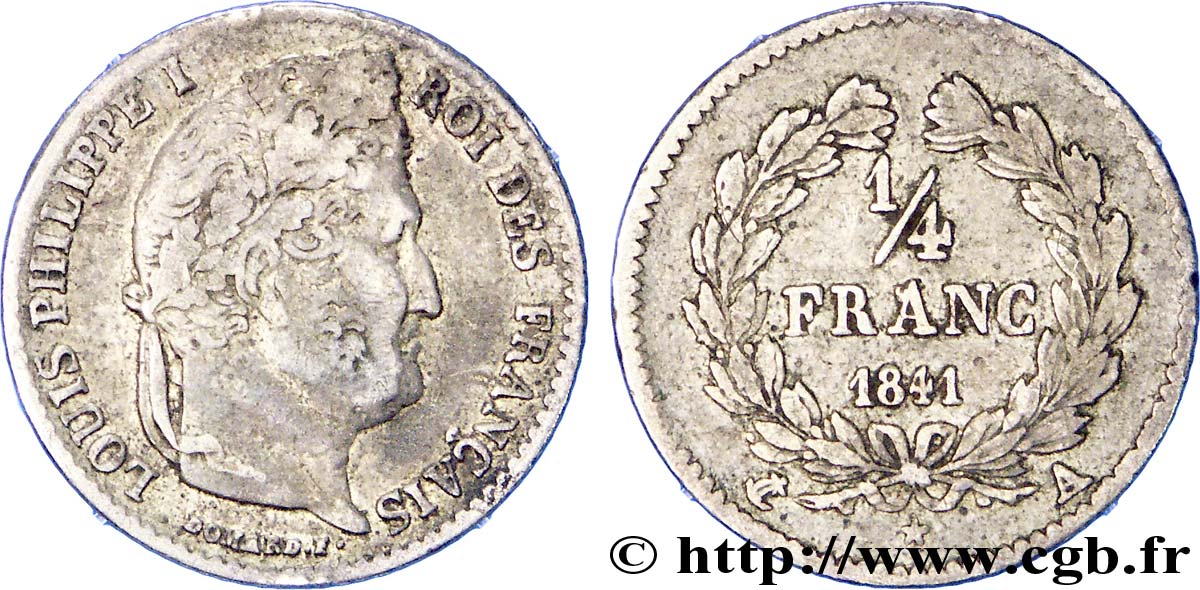 1/4 franc Louis-Philippe 1841 Paris F.166/85 XF 