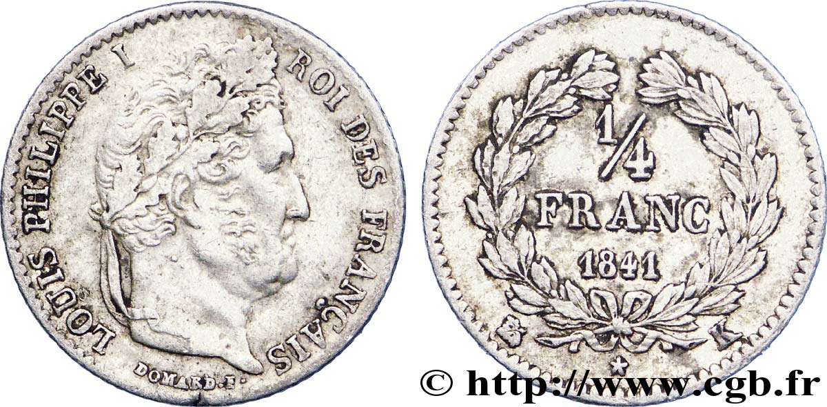 1/4 franc Louis-Philippe 1841 Bordeaux F.166/87 TTB 