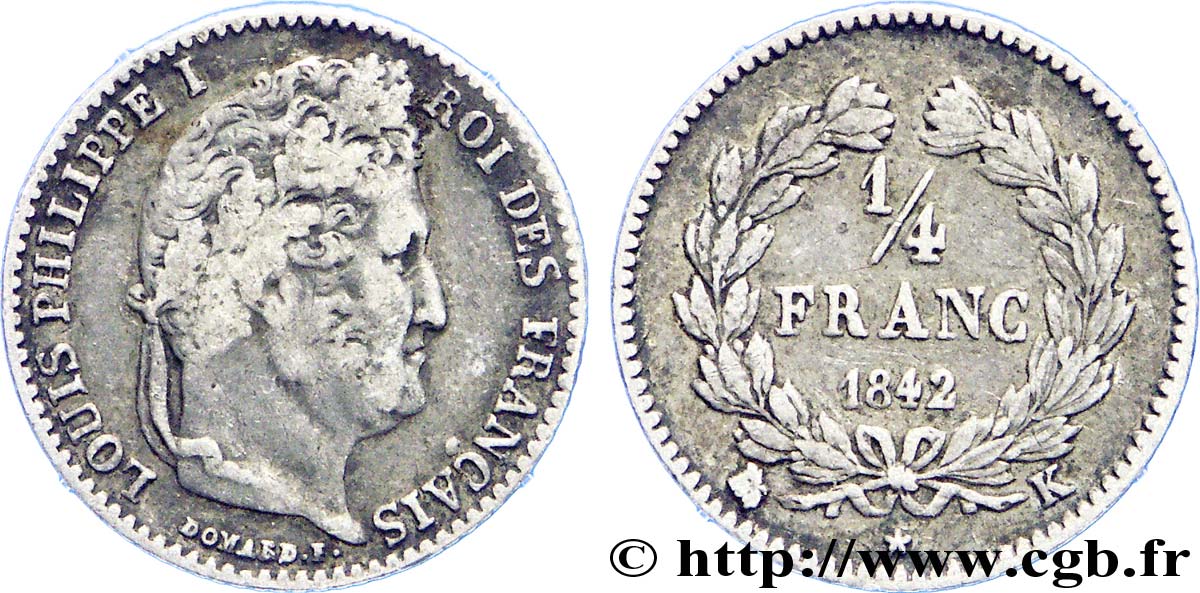 1/4 franc Louis-Philippe 1842 Bordeaux F.166/91 VF 