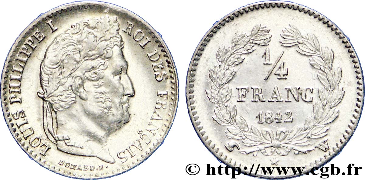 1/4 franc Louis-Philippe 1842 Lille F.166/92 EBC 