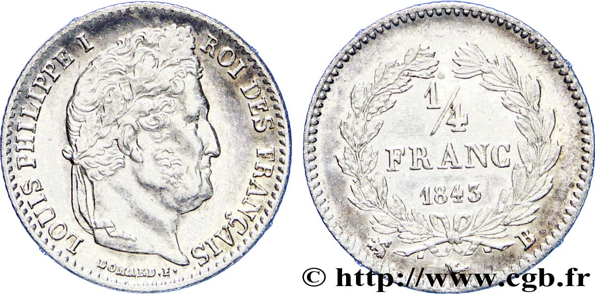 1/4 franc Louis-Philippe 1843 Rouen F.166/94 AU 