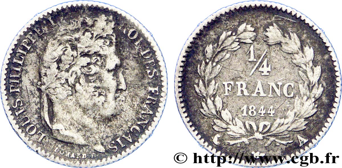 1/4 franc Louis-Philippe 1844 Paris F.166/97 VF 