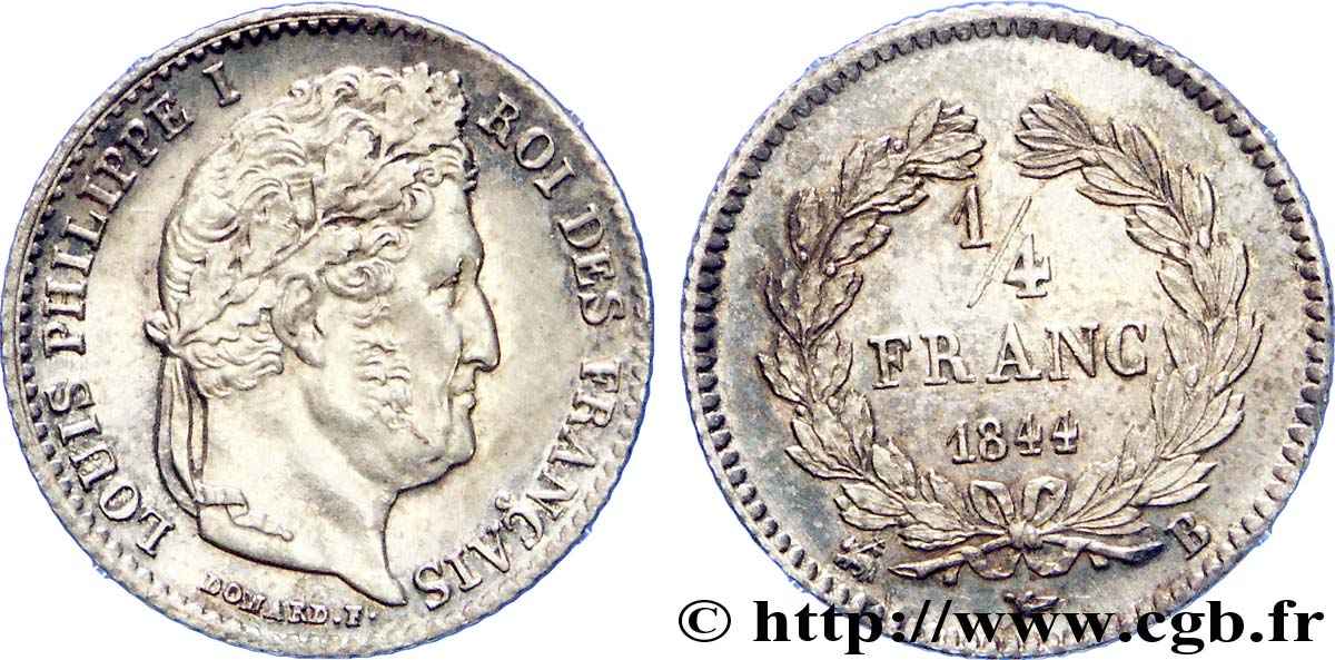1/4 franc Louis-Philippe 1844 Rouen F.166/98 AU 