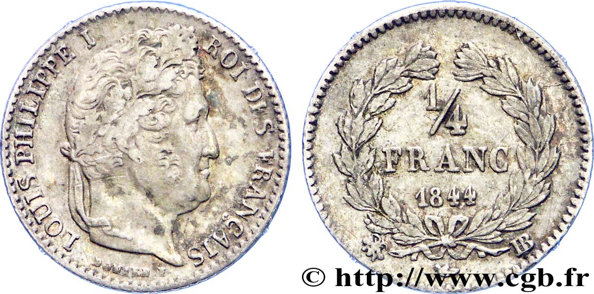 1/4 franc Louis-Philippe 1844 Strasbourg F.166/99 BB 