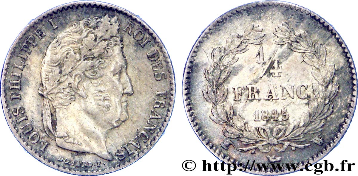 1/4 franc Louis-Philippe 1845 Lille F.166/104 VZ 