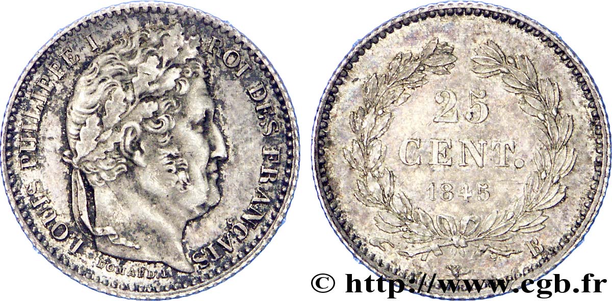 25 centimes Louis-Philippe 1845 Rouen F.167/1 EBC 