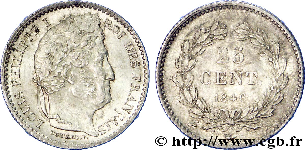 25 centimes Louis-Philippe 1846 Paris F.167/5 SUP 