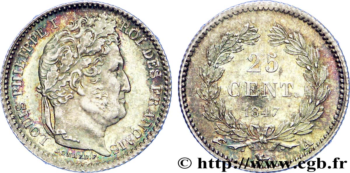 25 centimes Louis-Philippe 1847 Paris F.167/9 SPL 