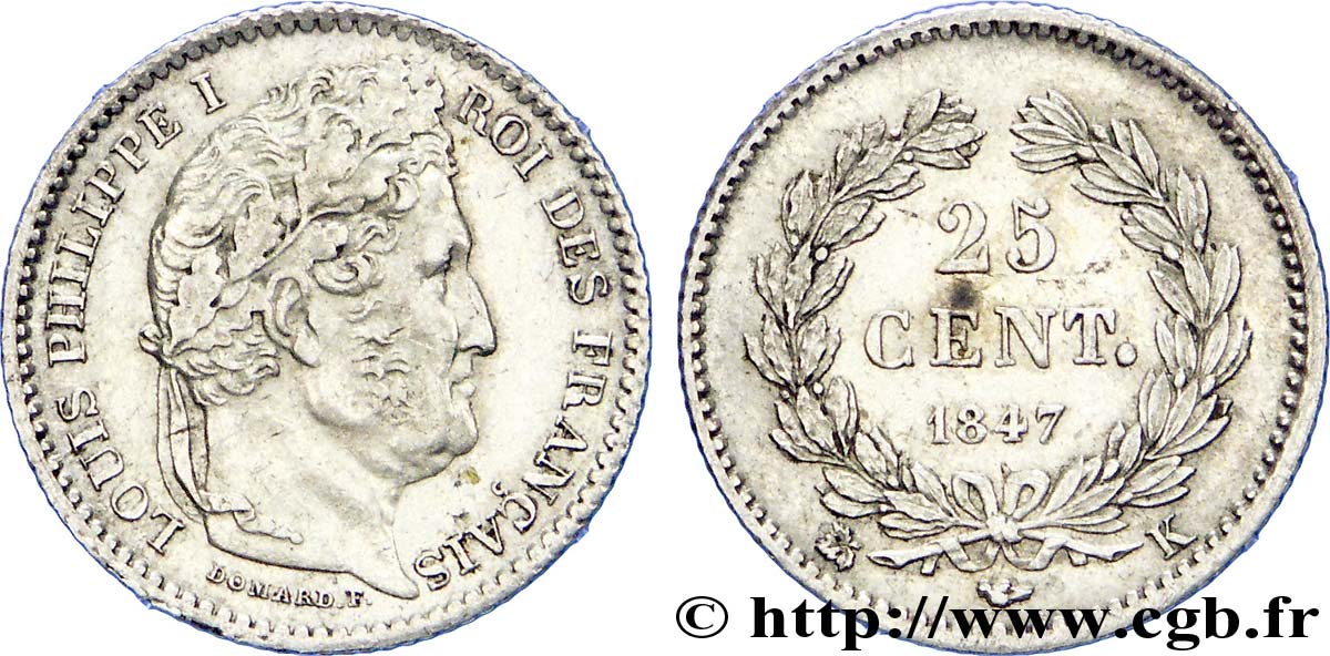 25 centimes Louis-Philippe 1847 Bordeaux F.167/11 BB 