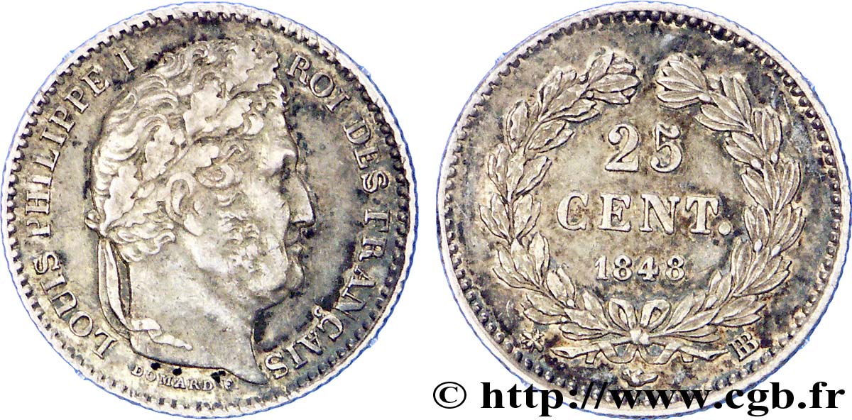 25 centimes Louis-Philippe 1848 Strasbourg F.167/13 TTB 