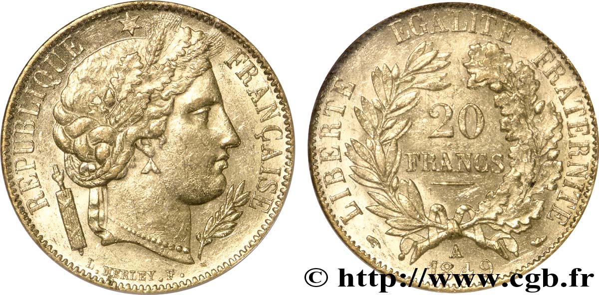 20 francs or Cérès 1849 Paris F.529/1 SUP 