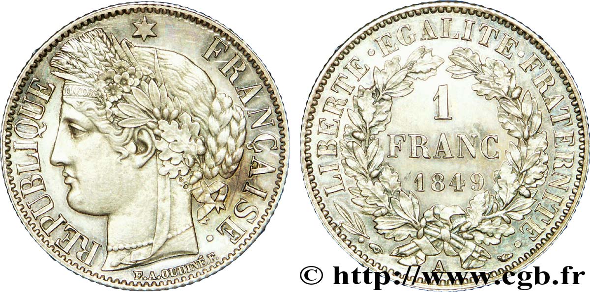 1 franc Cérès, IIe République 1849 Paris F.211/1 MS 