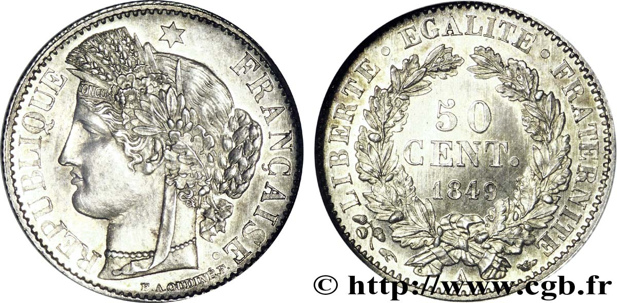 50 centimes Cérès, IIe République 1849 Paris F.184/1 SUP 