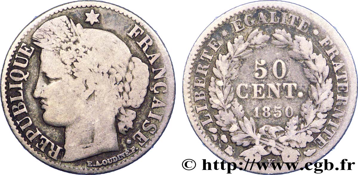 50 centimes Cérès, IIe République 1850 Bordeaux F.184/4 BC 
