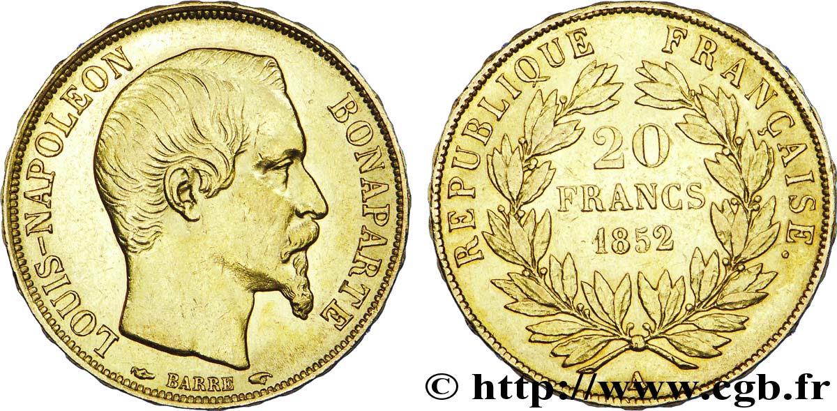 20 francs or Louis-Napoléon 1852 Paris F.530/1 TTB 