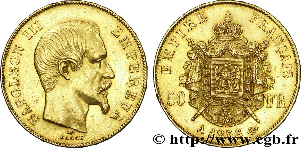 50 francs or Napoléon III, tête nue 1856 Paris F.547/3 TTB 