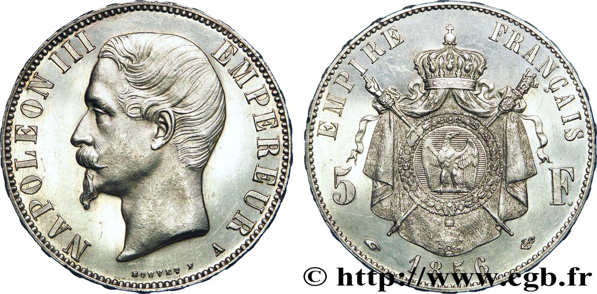 5 francs Napoléon III, tête nue 1856 Paris F.330/6 SPL 