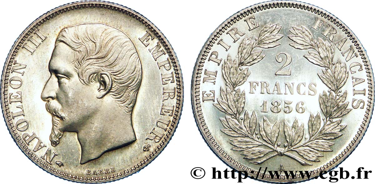 2 francs Napoléon III, tête nue 1856 Paris F.262/4 MS 