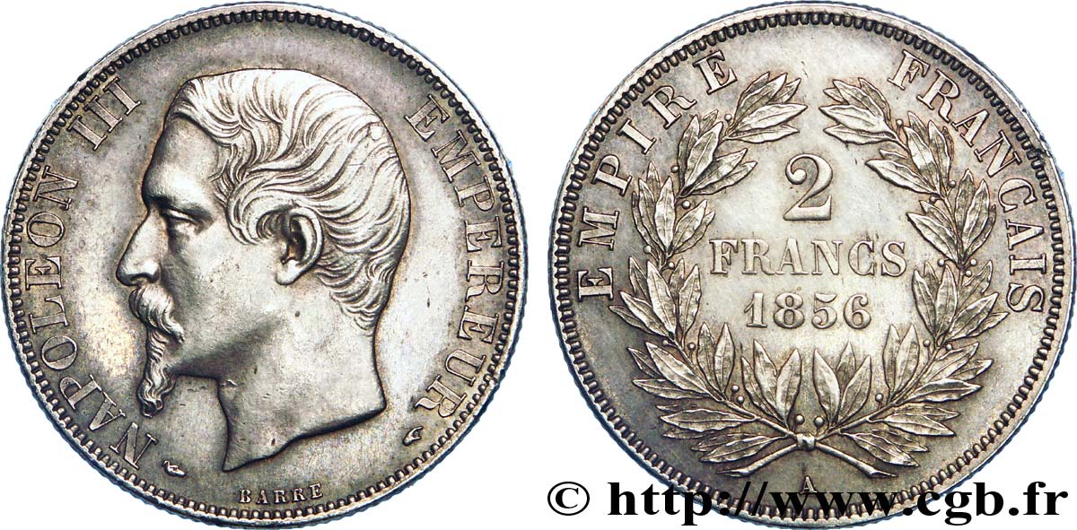 2 francs Napoléon III, tête nue 1856 Paris F.262/5 XF 
