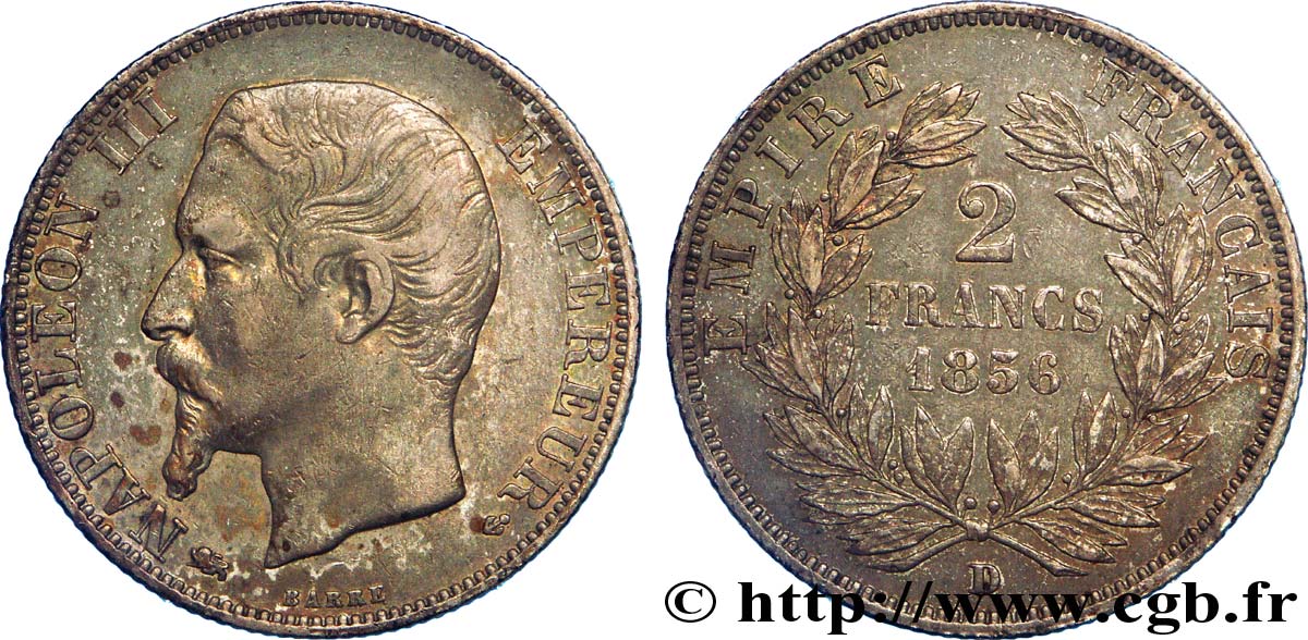 2 francs Napoléon III, tête nue 1856 Lyon F.262/8 MBC 