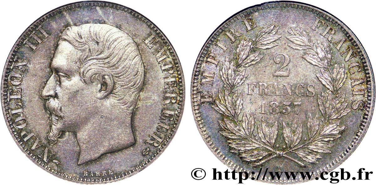 2 francs Napoléon III, tête nue 1857 Paris F.262/9 SPL 