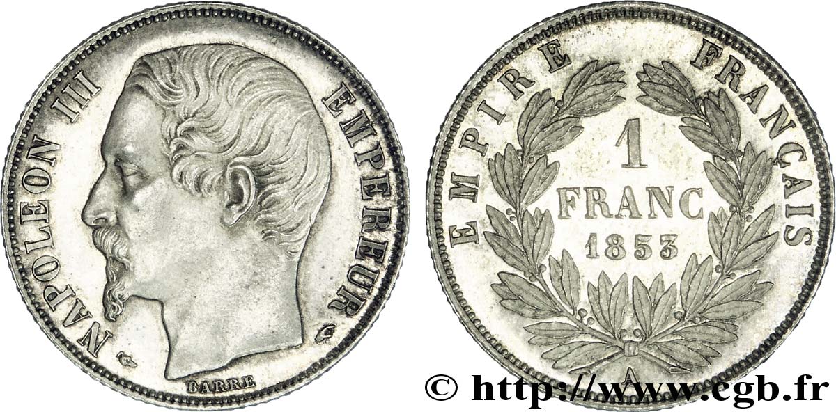 1 franc Napoléon III, grosse tête, frappe d épreuve 1853 Paris F.213/1 ST 