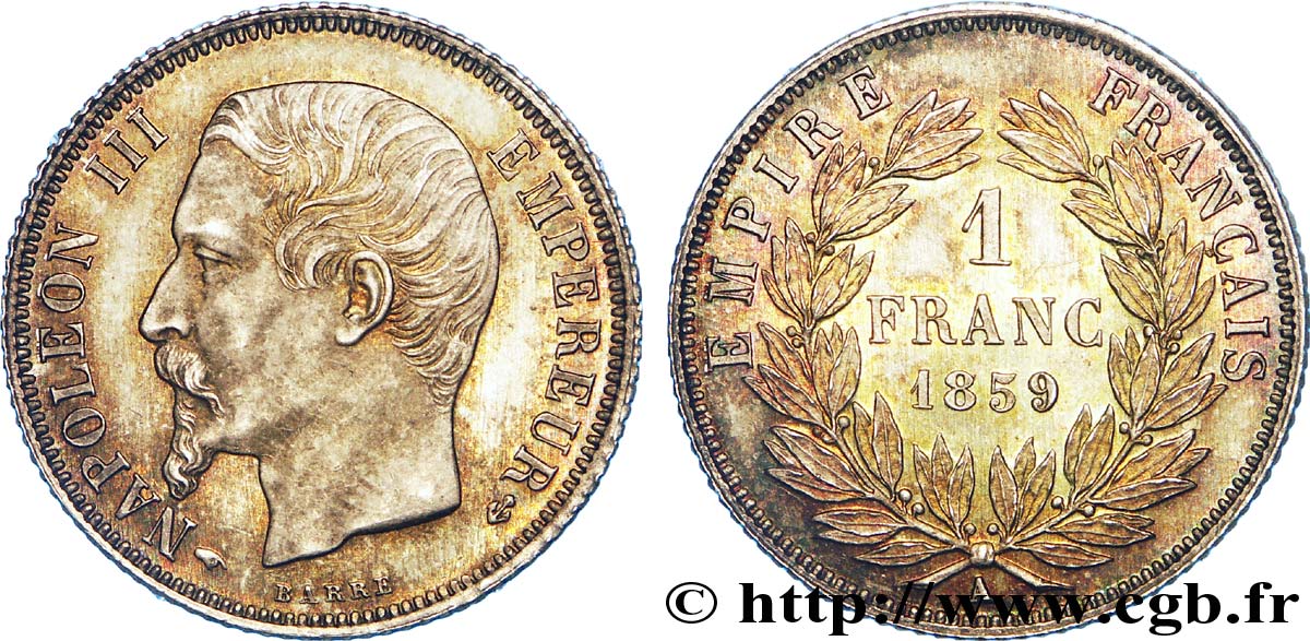 1 franc Napoléon III, tête nue  1859 Paris F.214/12 VZ 