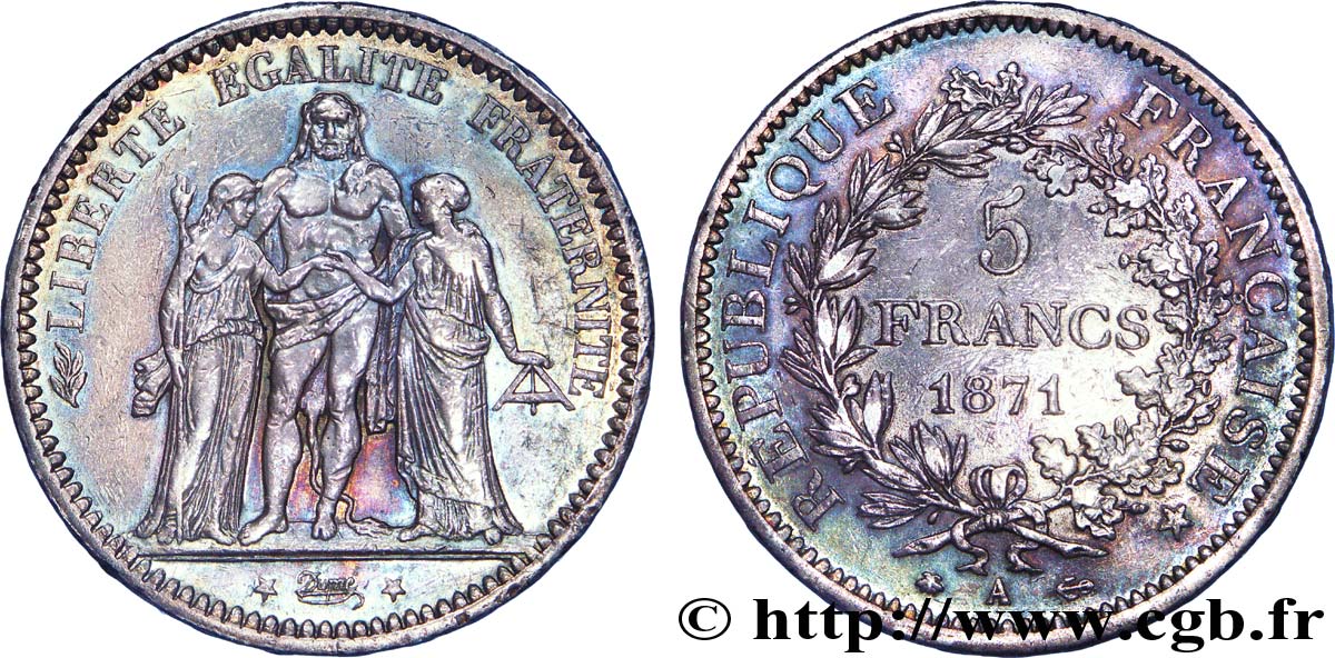 5 francs Hercule 1871 Paris F.334/2 TTB 