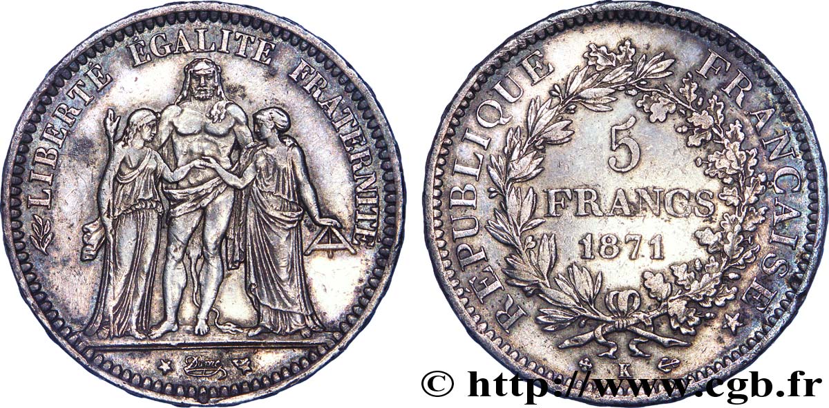 5 francs Hercule 1871 Bordeaux F.334/5 MBC 