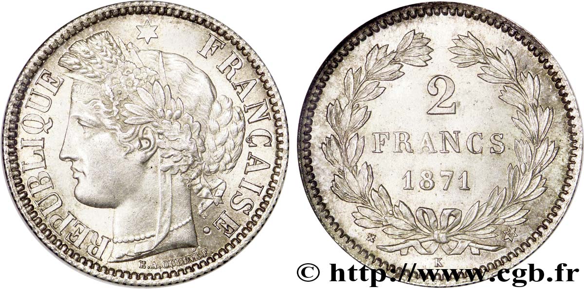 2 francs Cérès, sans légende 1871 Bordeaux F.264/4 fST 