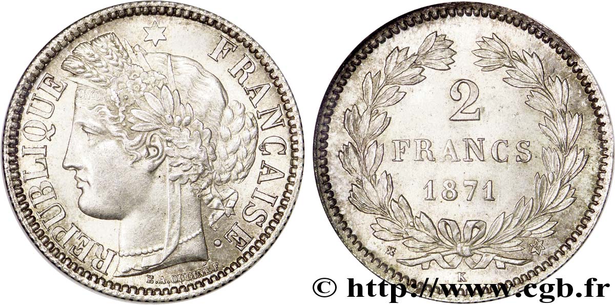 2 francs Cérès, sans légende 1871 Bordeaux F.264/4 SPL 