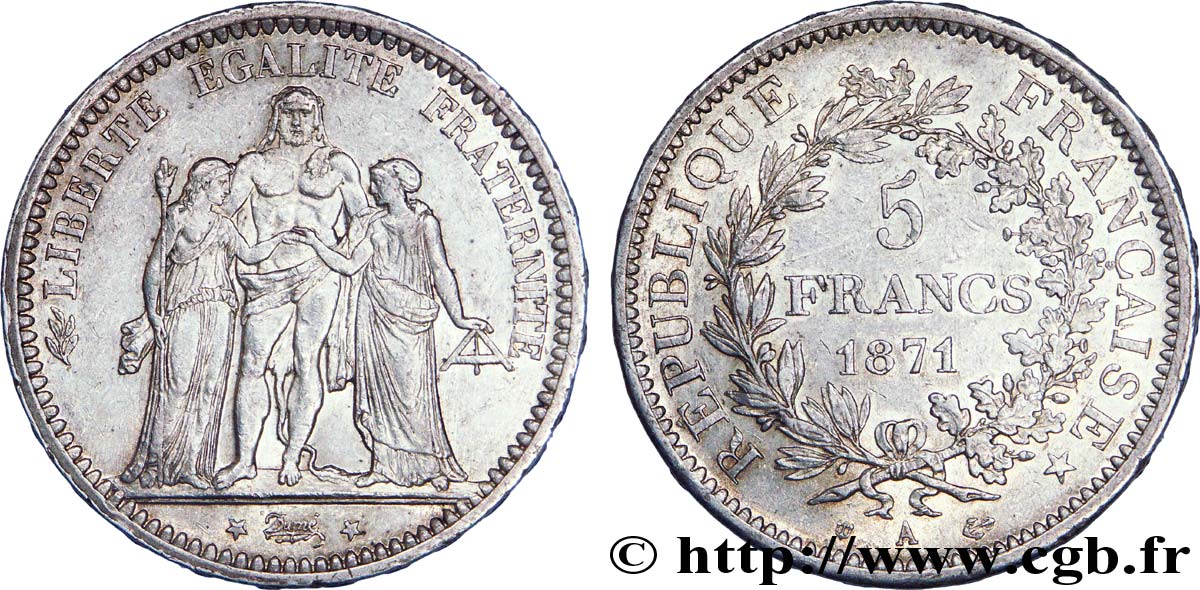 5 francs Hercule 1871 Paris F.334/3 EBC 