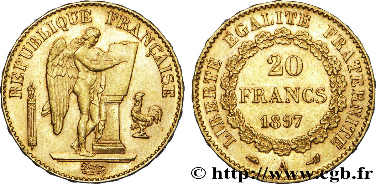 20 francs or Génie, Troisième République 1897 Paris F.533/22 TTB 