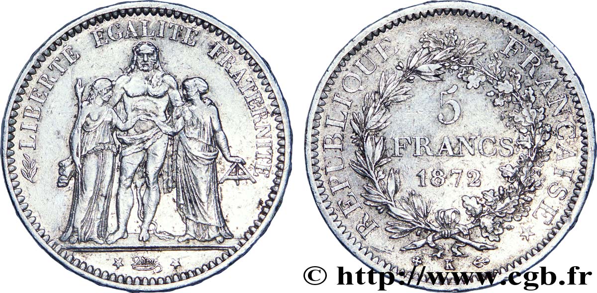 5 francs Hercule 1872 Bordeaux F.334/8 BB 