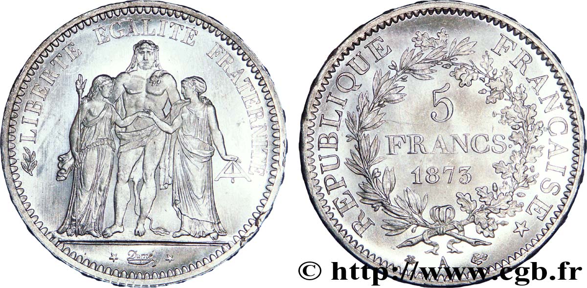 S1682 5 Francs Hercule 1873 A Paris Argent Silver SUP > Faire Offre 