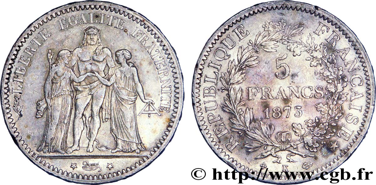 5 francs Hercule 1873 Bordeaux F.334/11 MBC 