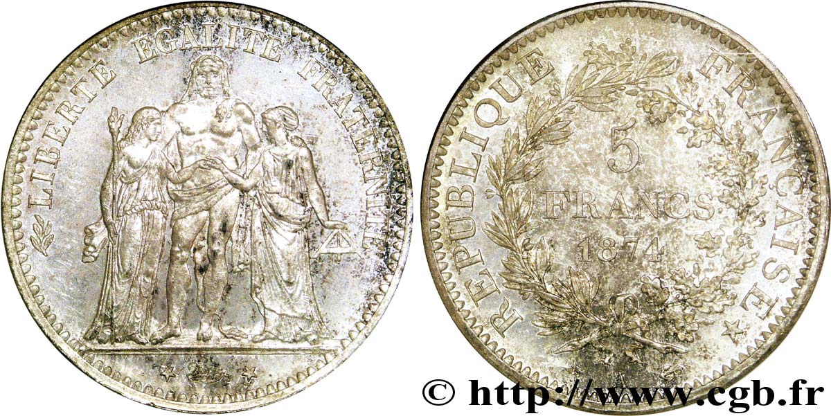5 francs Hercule 1874 Paris F.334/12 fST 