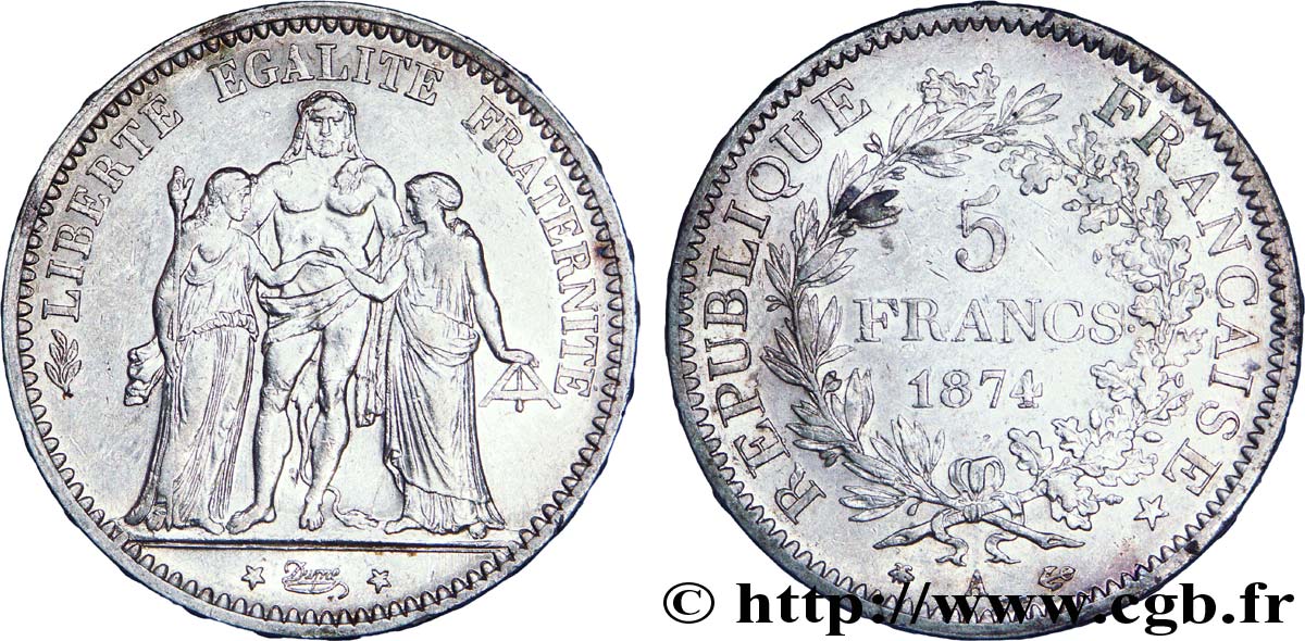 5 francs Hercule 1874 Paris F.334/12 BB 