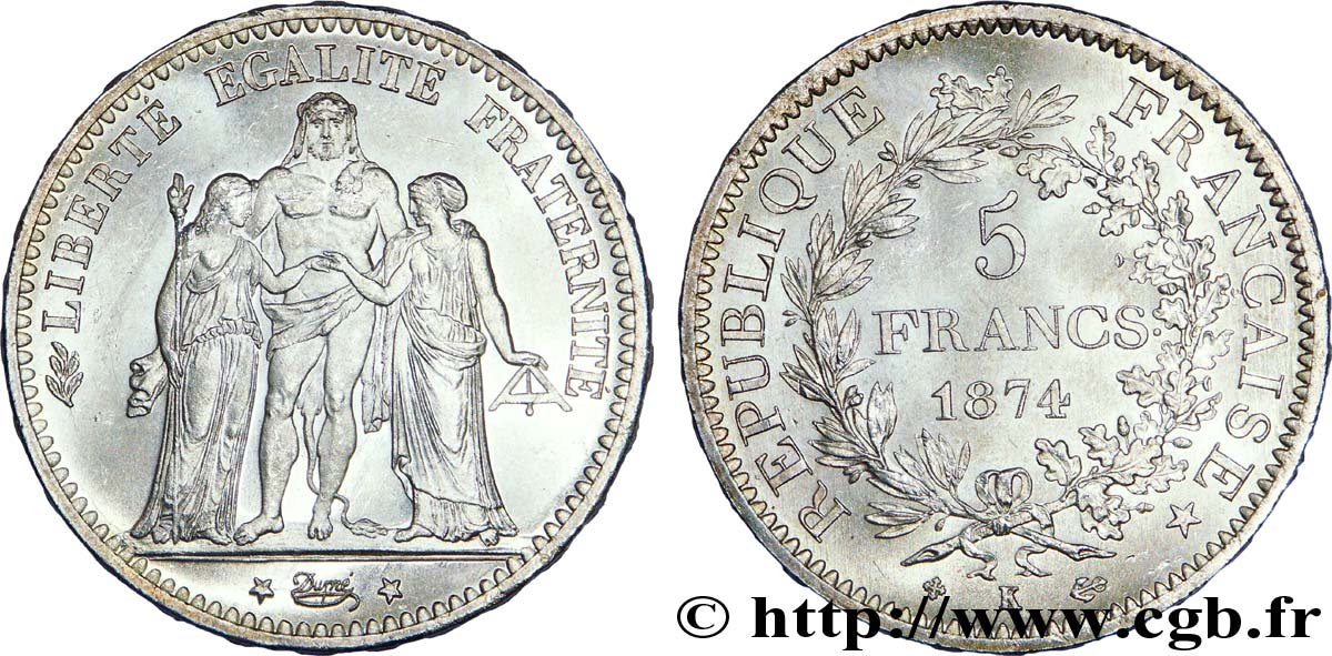 5 francs Hercule 1874 Bordeaux F.334/13 SPL 