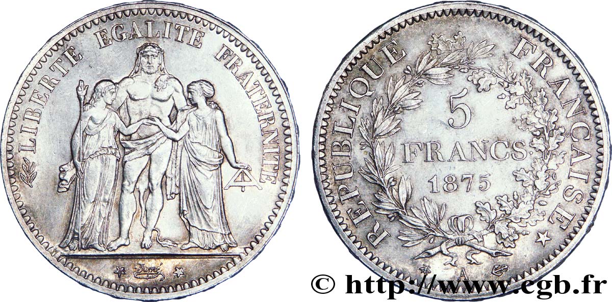 5 francs Hercule 1875 Paris F.334/14 SUP 