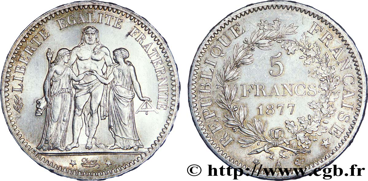 5 francs Hercule 1877 Paris F.334/19 MS 