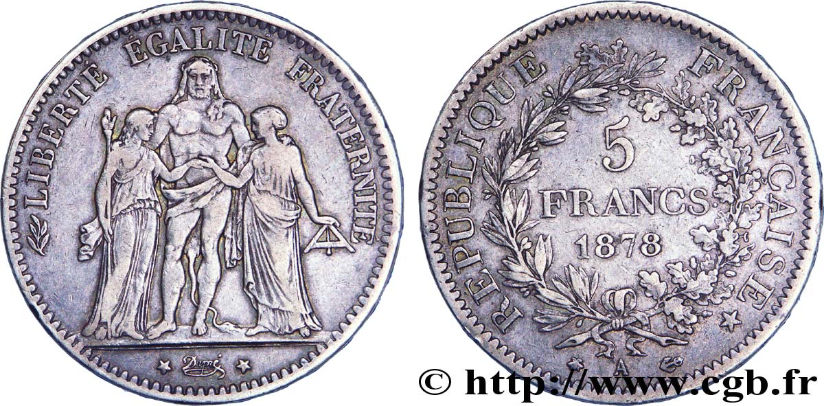 5 francs Hercule 1878 Paris F.334/21 SS 