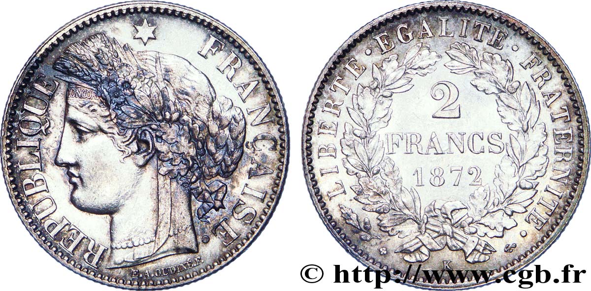 2 francs Cérès, avec légende 1872 Bordeaux F.265/9 EBC 