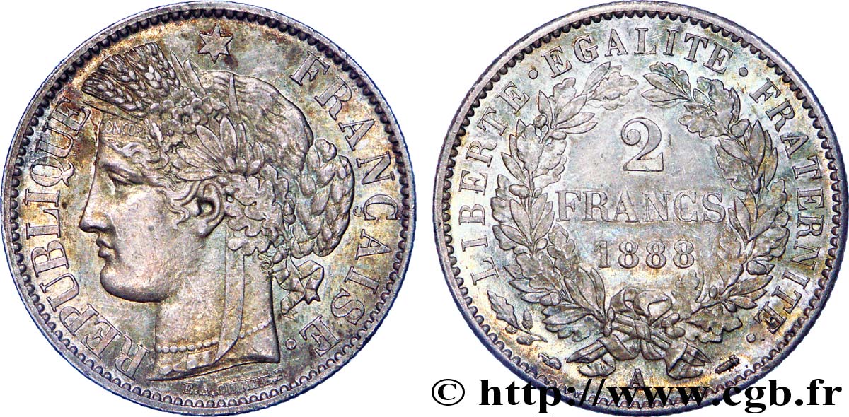 2 francs Cérès, avec légende 1888 Paris F.265/14 EBC 