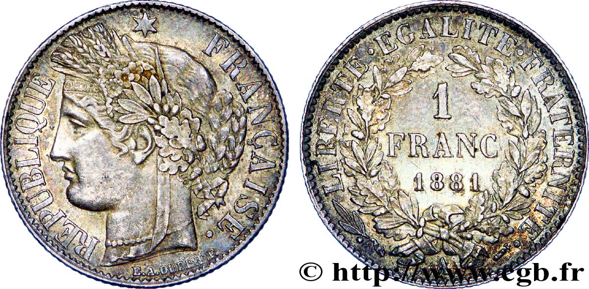 1 franc Cérès, Troisième République 1881 Paris F.216/8 XF 