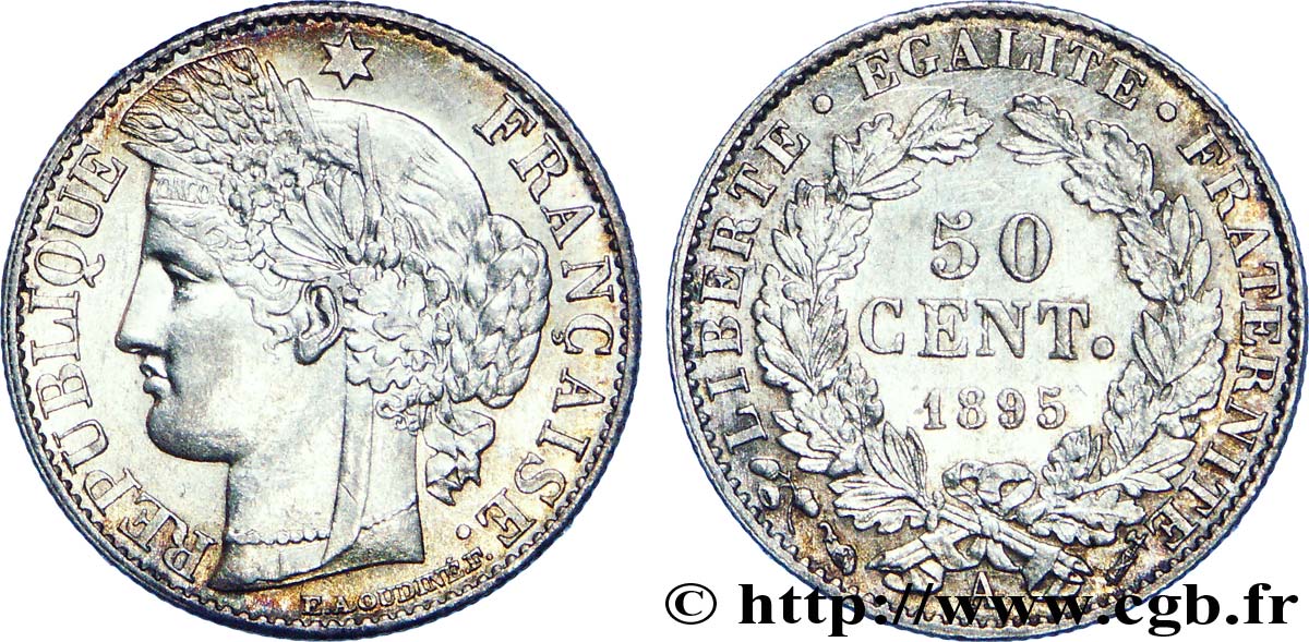 50 centimes Cérès, Troisième République 1895 Paris F.189/16 VZ 