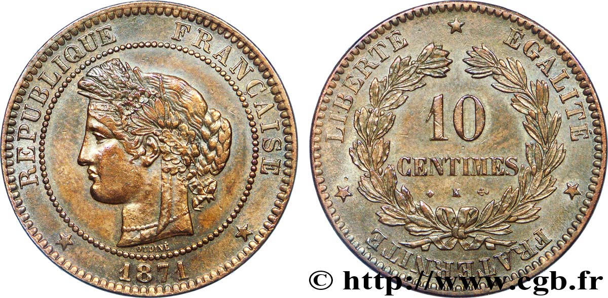 10 centimes Cérès 1871 Bordeaux F.135/7 MBC 